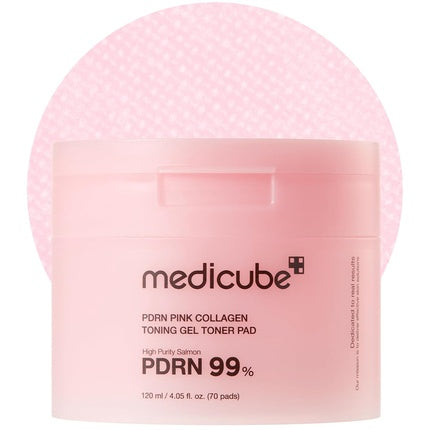 Medicube Salmon DNA PDRN Pink Collagen Jelly Pad 70 Pads | Korean Gel Toner Pads with Niacinamide & Collagen