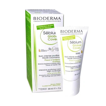 Bioderma Sébium Global Cover, 30ml – Intensive Purifying Care with High Coverage for Blemish-Prone Skin