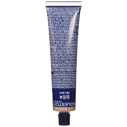 Wella Professionals Koleston Perfect Pure Naturals 8/04 Light Blonde Natural Copper Permanent Hair Colour, 60ml