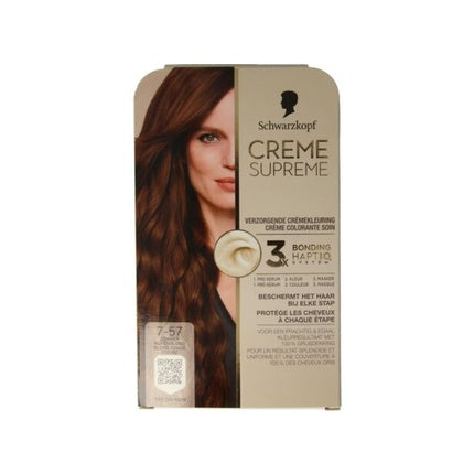 Schwarzkopf Creme Supreme 7-57 Golden Copper Dark Blonde Permanent Hair Color | Hair Colour Kit