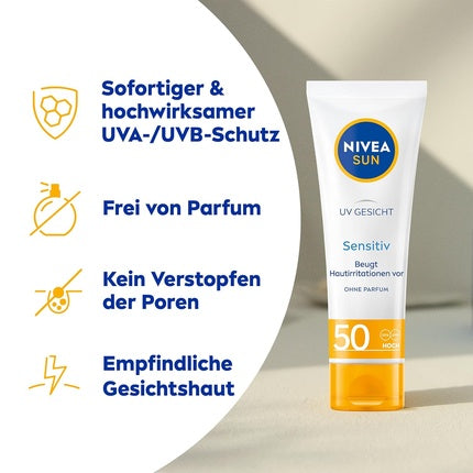 Nivea Sun UV Face Sensitive Sunscreen SPF 50 Facial Sun Cream for Sensitive Skin