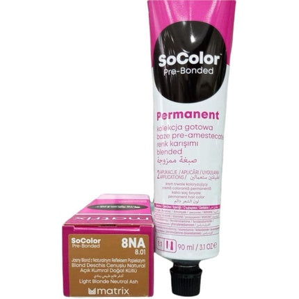 Matrix SoColor Permanent Hair Color 8NA Light Blonde Natural Ash, 90ml | Professional Hair Color Cream