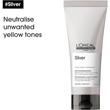 L'Oréal Professionnel Serie Expert Silver Conditioner, 200ml Purple Conditioner for Grey, White & Blonde Hair