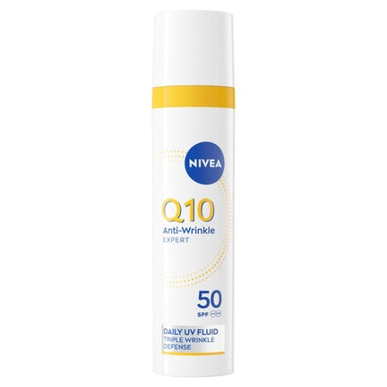 Nivea Q10 Anti-Wrinkle Daily Fluid SPF 50 - Lightweight Face Fluid with Coenzyme Q10 & High Sun Protection