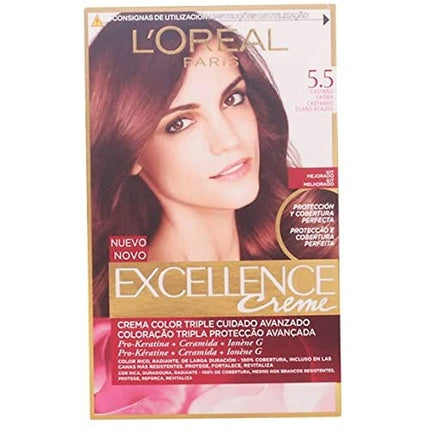 L'Oreal Paris Excellence Creme Permanent Hair Dye 5.5 Light Mahogany Brown, 192ml