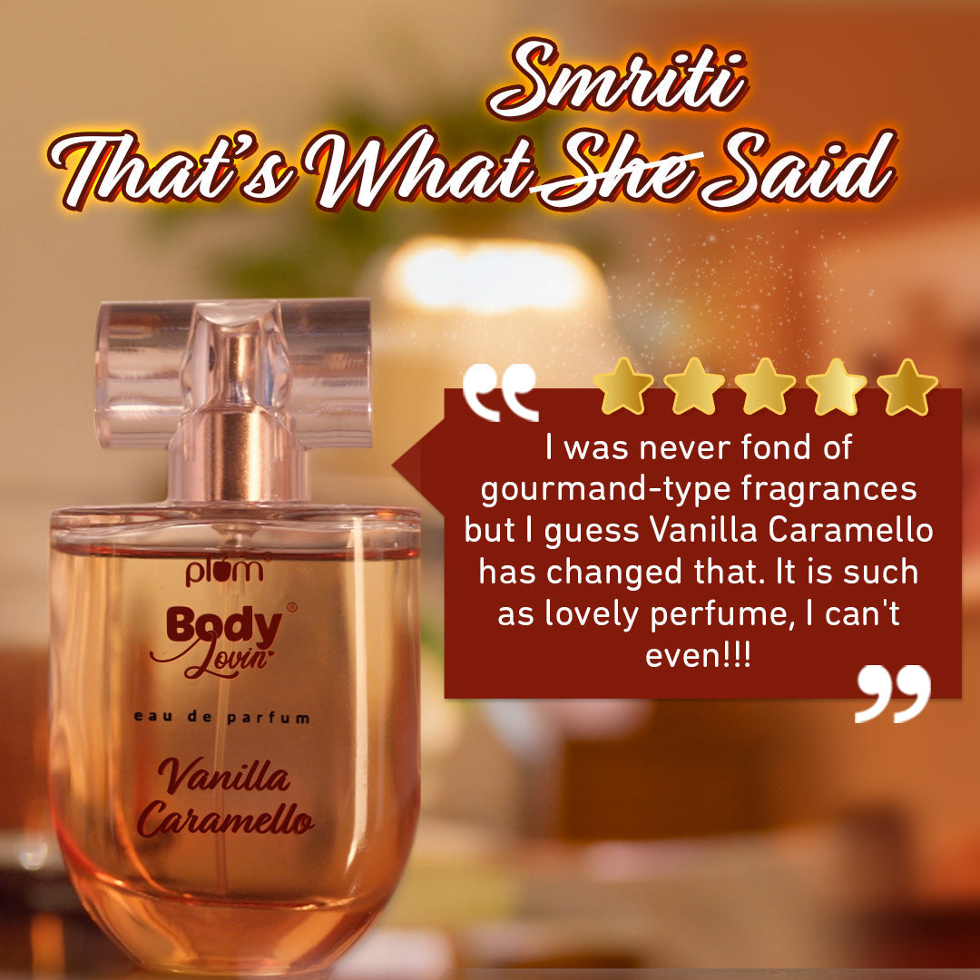 Plum Vanilla Caramello Eau De Parfum (Perfume) by Plum BodyLovin' | Long Lasting | Vanilla & Salted Caramel Fragrance | Supremely Luxurious, 50ml Buy at Indicrest Image 6