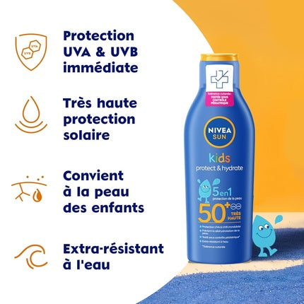 Nivea Sun Kids Protect & Play Sunscreen Lotion SPF 50+ (200ml) Water Resistant Sun Protection for Children