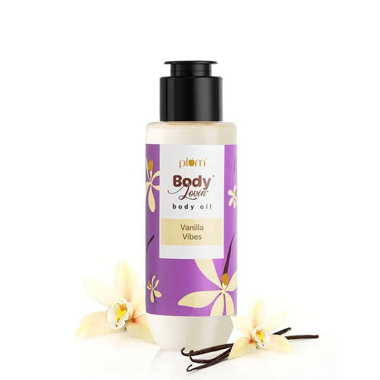 Plum Vanilla Vibes Body Oil by Plum BodyLovin' | Intense Moisture & Instant Glow | Non-Greasy & Lightweight | Nourishes Skin | Warm Vanilla Fragrance, 100ml