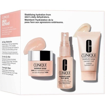 Clinique Moisture Surge Skincare Set with Auto-Replenishing Hydrator, Face Spray & Overnight Mask - Hydration Gift Set