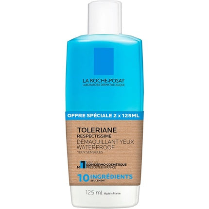 La Roche-Posay Respectissime Waterproof Eye Makeup Remover, 125ml Twin Pack – Gentle Waterproof Eye Makeup Remover (2 x 125ml)
