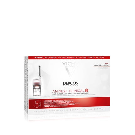 Vichy Dercos Aminexil Clinical 5 Multi-Purpose Anti-Hair Loss Treatment for Women, 21 x 6ml Hair & Scalp Care