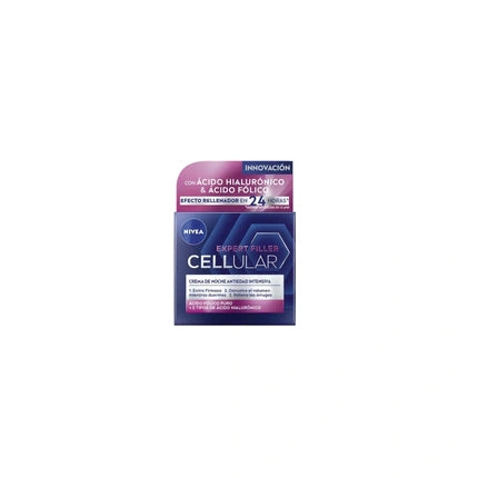 Nivea Cellular Filler Hyaluronic & Folic Acid Night Cream, 50ml Overnight Hydrating Anti-Age Face Moisturizer