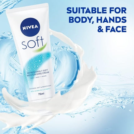 Nivea Soft Intensive Moisturizing Cream, 75ml Lightweight Face, Hand & Body Moisturizer with Jojoba Oil & Vitamin E