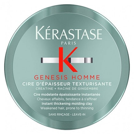 Kerastase Genesis Homme Hair Thickening Wax Instant Thickening Molding Clay, 75ml | Professional Styling Clay for Men