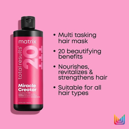Matrix Total Results Miracle Creator Multi-Tasking Hair Mask, 500ml - Deep Conditioning Hair Mask for All Hair Types