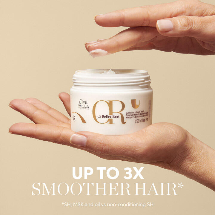 Wella Oil Reflections Reboost Mask with matching shampoo and oil products