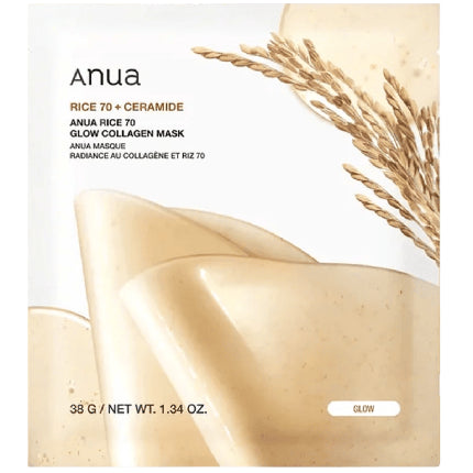 Anua Rice 70 Glow Collagen Mask | Rejuvenating Hydrating Face Mask for Glowing Skin