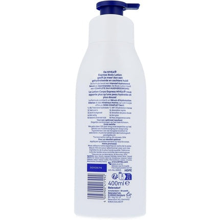 Nivea Express Hydration Body Lotion, 400ml – Fast-Absorbing Daily Moisturizer for Normal to Dry Skin