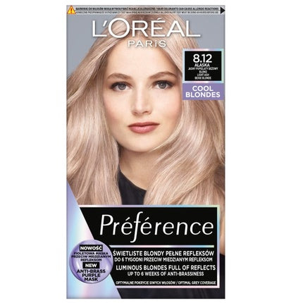 L'Oreal Paris Preference Hair Color 8.12 Alaska Light Ash Beige Blonde Permanent Hair Colour