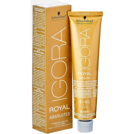 Schwarzkopf Professional IGORA Royal Absolutes 4-60 Medium Brown Auburn Natural Permanent Hair Colour, 60ml