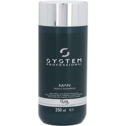 System Professional Man Triple Shampoo M1 Hair, Body & Beard Cleanser, 250ml