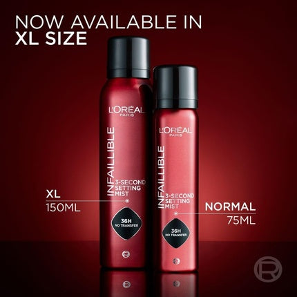 L'Oréal Paris Infallible 3-Second Setting Mist XL – Long-Lasting Makeup Setting Spray for Face