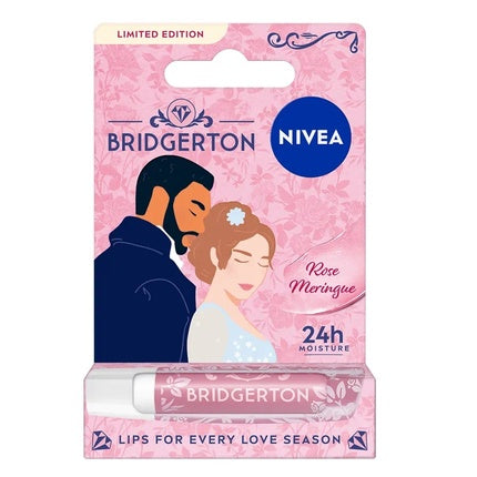 Nivea Bridgerton Limited Edition Lip Care Balm Rose Meringue, 4.8g Moisturising Lip Balm
