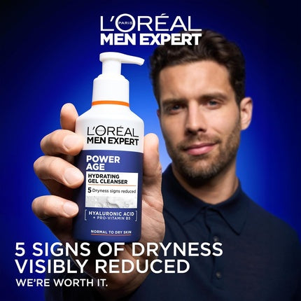 L'Oreal Men Expert Power Age Hydrating Gel Cleanser Anti-Tightness Face Wash for Men