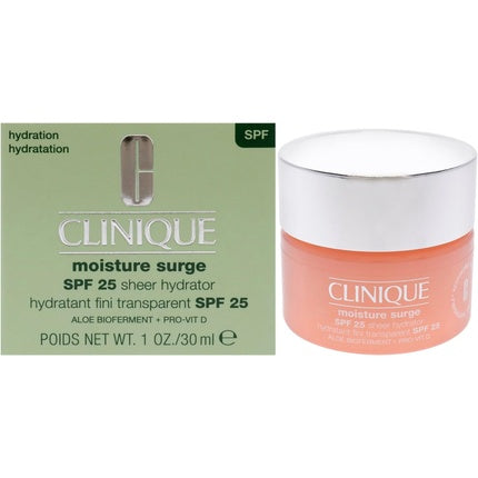 Clinique Moisture Surge Sheer Hydrator SPF 25, 30ml - Lightweight Hydrating Face Moisturizer with Sun Protection