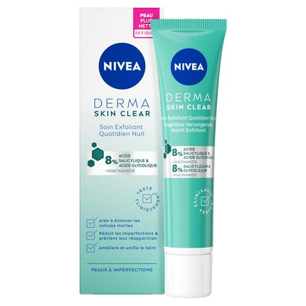 Nivea Derma Skin Clear Night Exfoliator - Overnight Exfoliating Face Treatment for Clearer & Smoother-Looking Skin