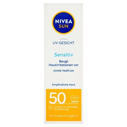 Nivea Sensitive Sun Cream SPF50 for Sensitive Skin, 50ml High Protection Face & Body Sunscreen
