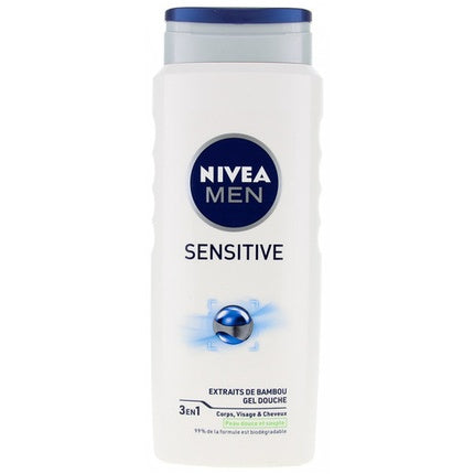 Nivea Men Sensitive 3-in-1 Shower Gel for Body, Face & Hair, 500ml Gentle Cleanser for Sensitive Skin