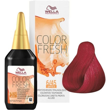 Wella Professionals Color Fresh 6/45 Dark Blonde Red Mahogany Semi-Permanent Hair Colour, 75ml