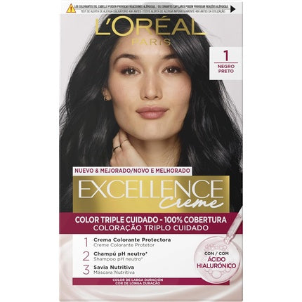 L'Oreal Paris Excellence Creme Hair Color No. 1 Black Permanent Hair Dye