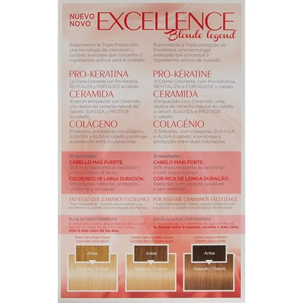 L'Oreal Paris Excellence Creme Hair Dye 9.32 Light Golden Pearl Blonde with Triple Protection Permanent Hair Color