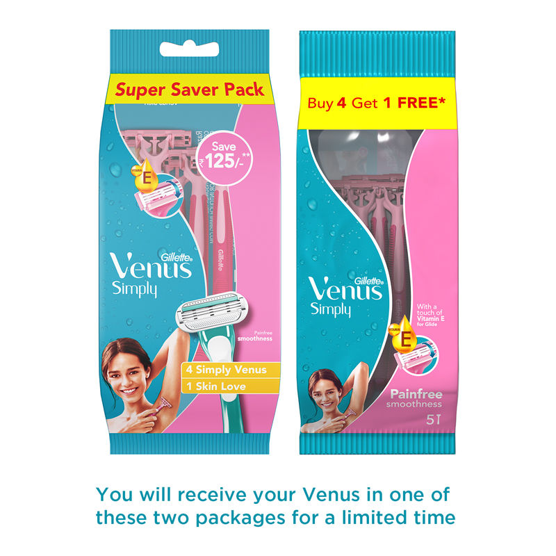 Gillette Simply Venus Hair Removal Razor for Women - (4s + 1) skin Love Buy at Indicrest Image 3