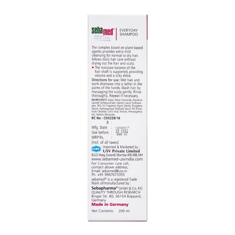 Sebamed Everyday Shampoo,PH 5.5, Normal To Dry Hair, Extra Mild Formula, Gives Moisture & Volume, 200ml Buy at Indicrest Image 4