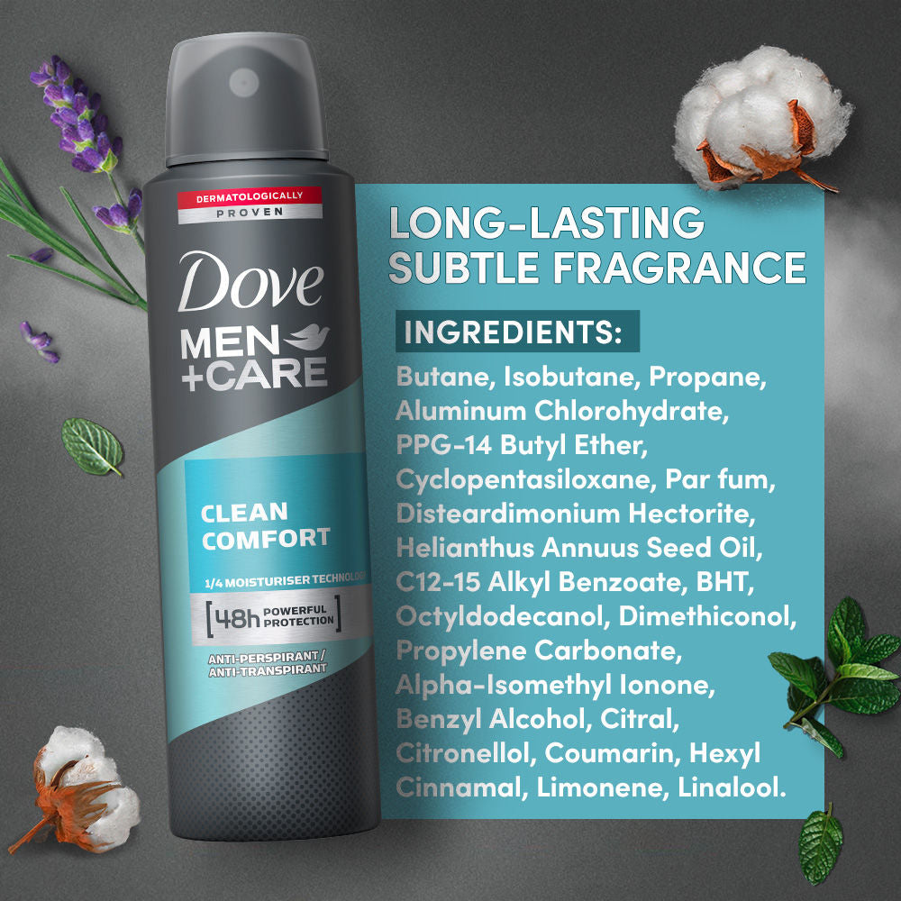 Dove Men + Care Clean Comfort Dry Spray Antiperspirant Deodorant, 150ml Buy at Indicrest Image 6