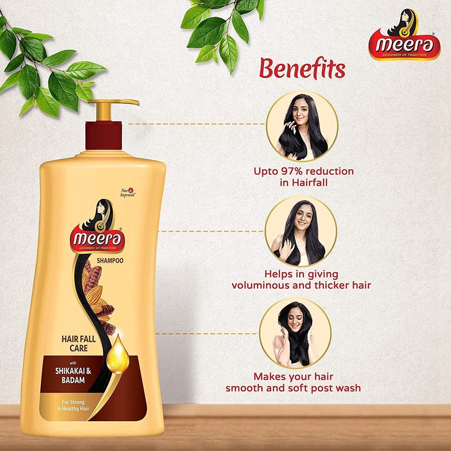 Meera Hairfall Care Shampoo, With Goodness Of Badam and Shikakai, 650ml Buy at Indicrest Image 6