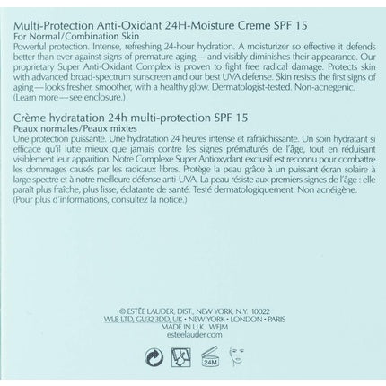 Estée Lauder DayWear Multi-Protection Anti-Oxidant Cream SPF 15, 50ml Daily Face Moisturizer for All Skin Types