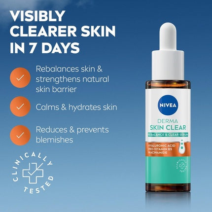 Nivea Derma Skin Clear Serum, 30ml | Daily Face Serum for Blemish-Prone & Clear-Looking Skin