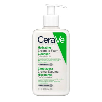 CeraVe Hydrating Cleansing Foam, 473ml Foaming Facial Cleanser for Normal to Dry Skin