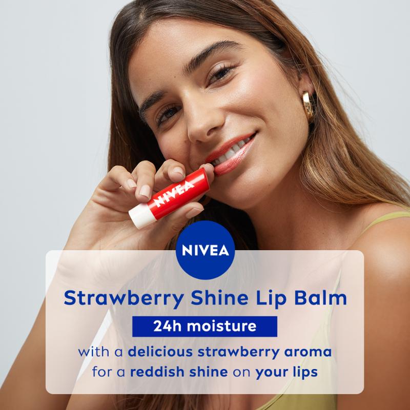 Nivea Tinted Lip Balm with Natural oils & 24H melt-in moisture- Fruity Strawberry Shine, 4.8g Buy at Indicrest Image 3