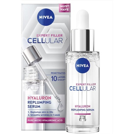 Nivea Cellular Expert Filler Hyaluronic Acid Replumping Serum, 30ml Hydrating Anti-Age Face Serum