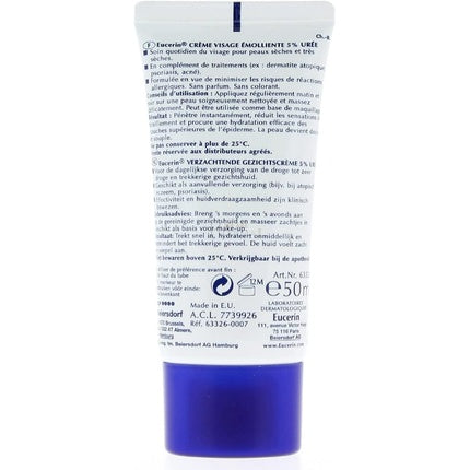 Eucerin UreaRepair Face Cream for Dry Skin 5% Urea, 50ml Daily Moisturising Face Cream