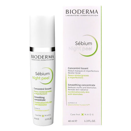 Bioderma Sébium Night Peel Smoothing Concentrate, 40ml | Overnight Exfoliating Serum for Blemish-Prone Skin