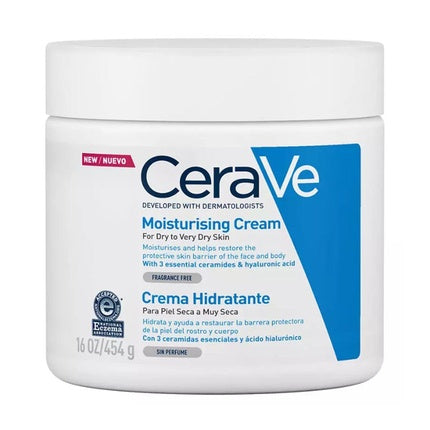 CeraVe Moisturising Cream for Dry to Very Dry Skin, 454g Hydrating Face & Body Cream with Ceramides