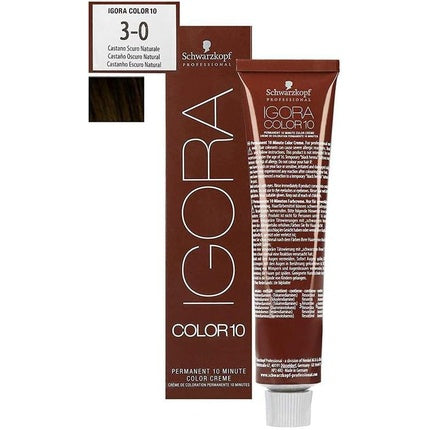 Schwarzkopf Professional Igora Color10 3-0 Dark Brown Permanent Hair Color, 60ml
