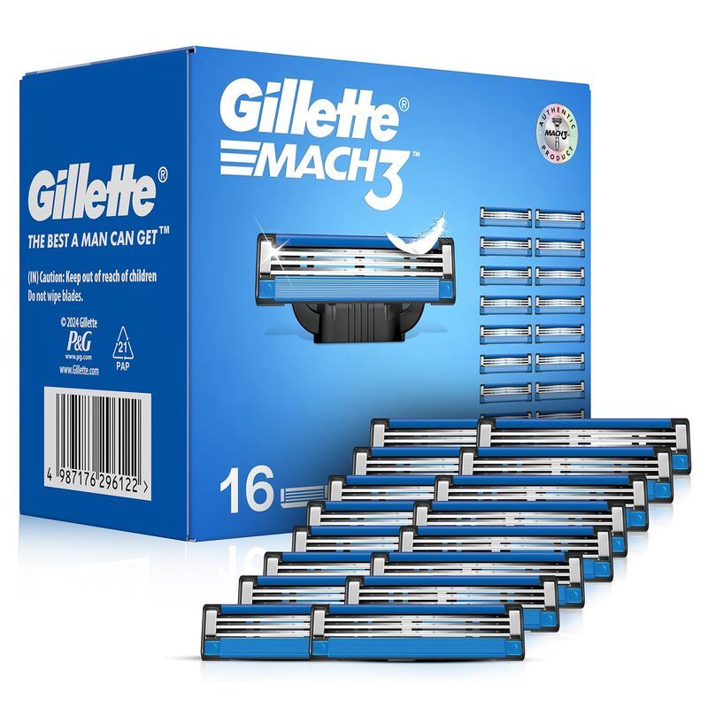 Gillette Mach 3 Shaving Blades for men (Pack Of 16 Cartridges) Buy at Indicrest Image 2
