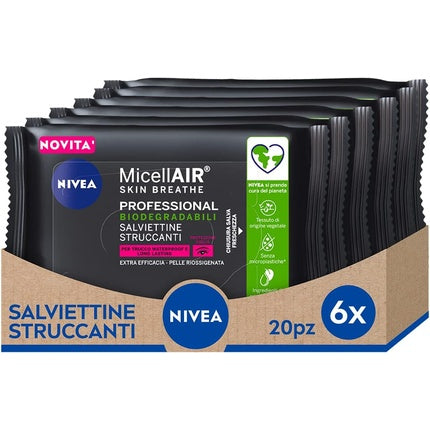 Nivea Micellar Water Professional 2-in-1 Waterproof Make-Up Remover Wipes for Sensitive Skin & Eyes
